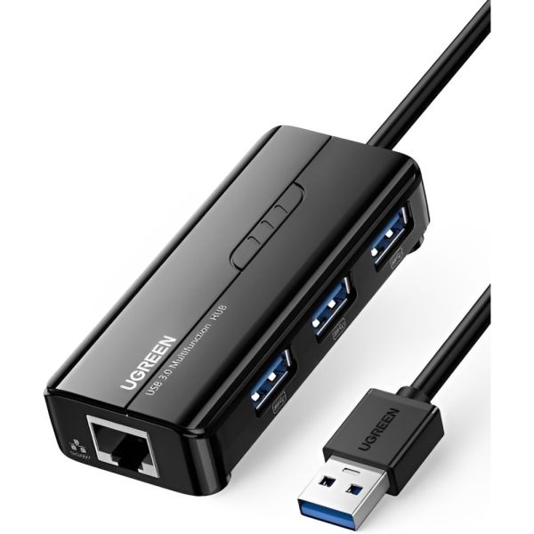 Adaptador Multifunción UGreen USB 3.0 Gigabit Ethernet 20265 - Negro