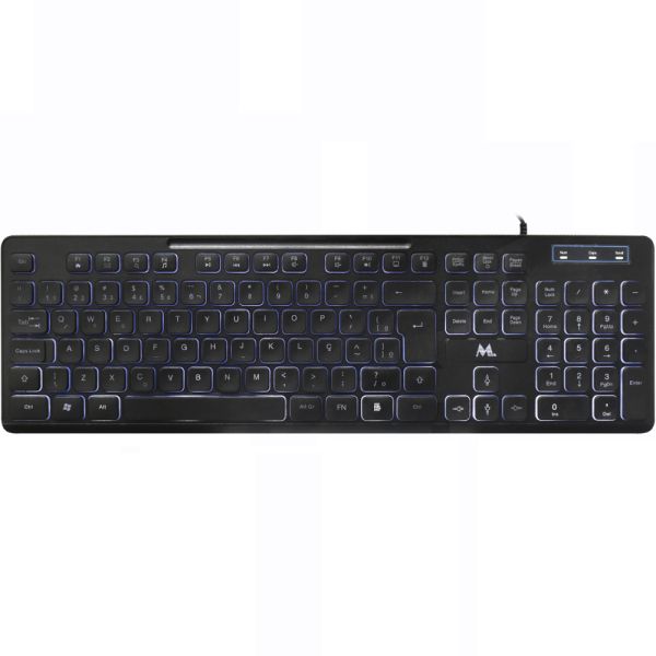 Teclado Mtek KB-7269L-PT LED USB - Negro (Portugués)