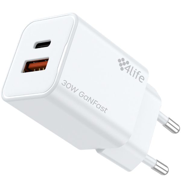 Cargador de Pared 4Life FL8230ACGW 30 W GaNFast USB-C - Blanco