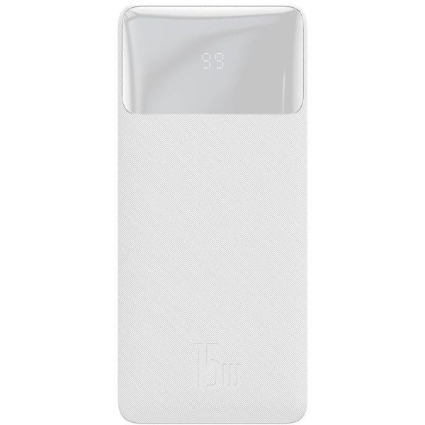 Cargador Portátil Baseus Bipow LCD 15 W 10.000 mAh 2 x USB-A + USB-C + Micro USB - Blanco (PPBD050002)