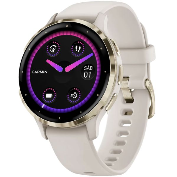 Reloj Smartwatch Garmin Venu 3S Stainless Steel Bezel - Ivory (010-02785-04)