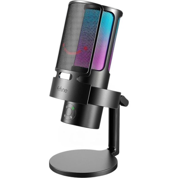 Micrófono Gamer Fifine Ampligame A8 Plus RGB USB - Negro