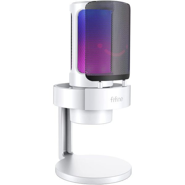 Micrófono Fifine A8 RGB USB - Blanco