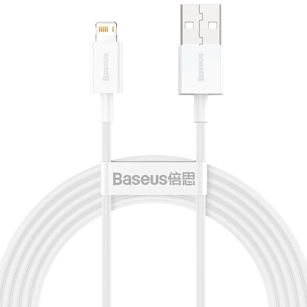 Cable USB-A a Lightning Baseus CALYS-C02 Superior 2.4A - Blanco 2 metros