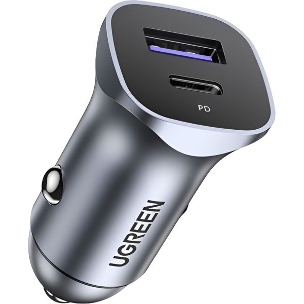 Cargador para Auto Ugreen 40858 30 W PD PPS USB-C - Gris/Negro