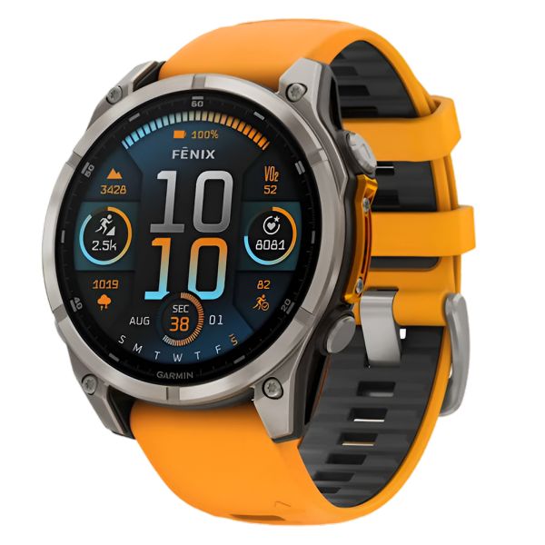 Reloj Smartwatch Garmin Fenix 8 Sapphire Amoled - Naranja (010-02904-10)