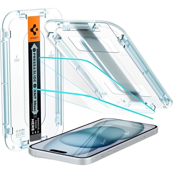 Protector de Pantalla Spigen para iPhone 15/16 Glastr Slim Fit  (AGL06903) 2 unidades