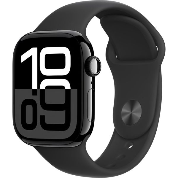 Apple Watch S10 caja de aluminio en jet negro y correa banda deportivo en color negro 46 mm S/M MWWP3LW/A