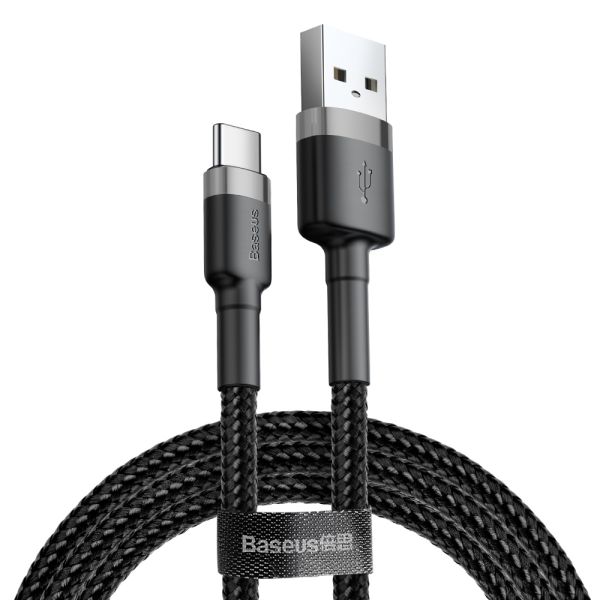 Cable USB-A a USB-C Baseus Cafule - Negro/Gris 1 metro (CATKLF-BG1)