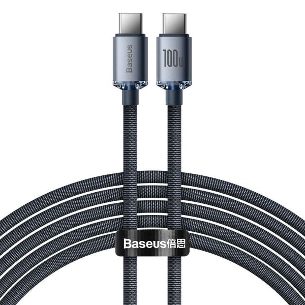 Cable USB-C a USB-C Baseus CAJY000701 Crystal Shine 100 W - Black 2 metros
