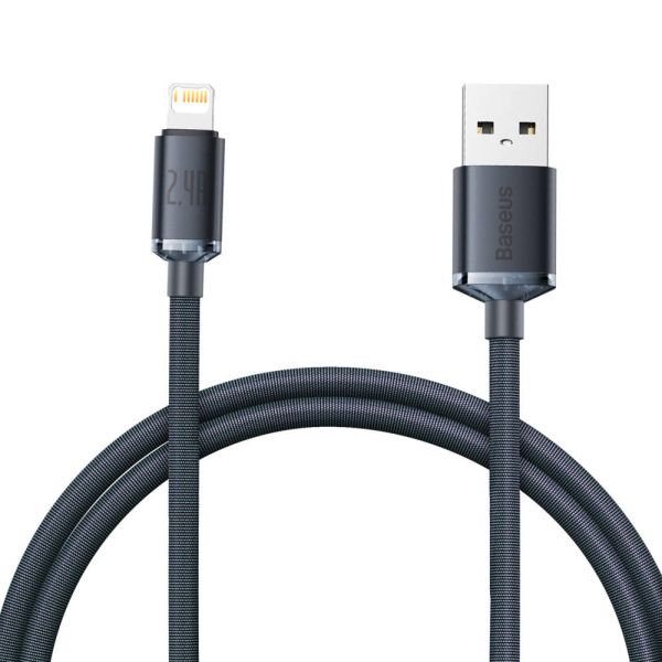 Cable USB-A a Lightning Baseus CAJY000001 Crystal Shine 2.4A - Black 1.2 metros