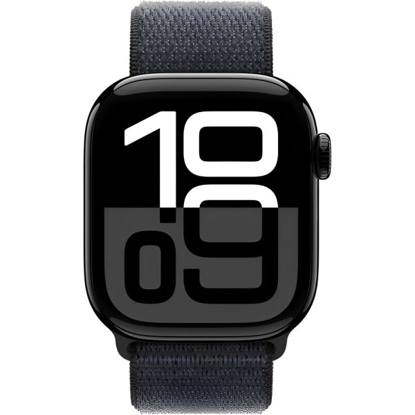 Apple Watch S10 caja de aluminio en jet negro y correa banda deportivo loop en color negro 42 mm MWWG3LW/A