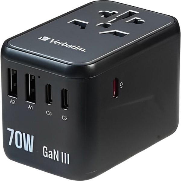Adaptador Universal de Enchufe Verbatim GaN III UTA-09 70 W - Black (32124)