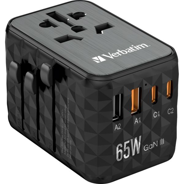 Adaptador Universal de Enchufe Verbatim UTA-05 GaN III 65 W - Black (32120)