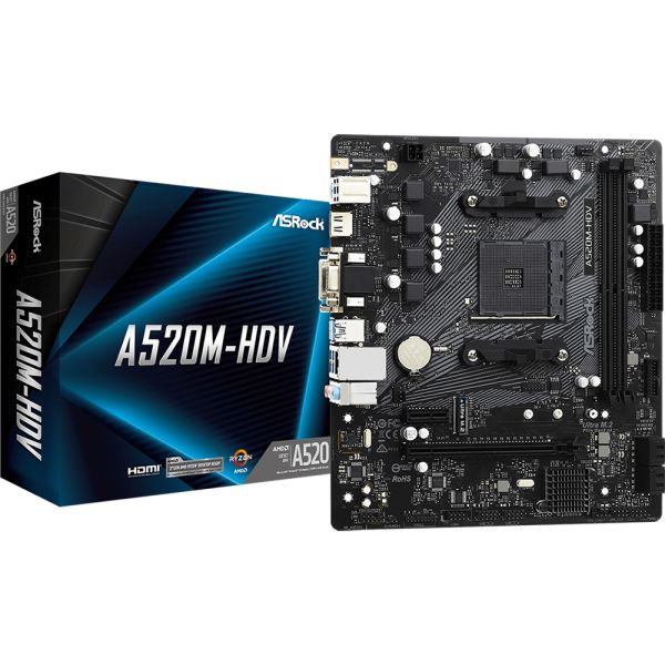 Placa Madre ASRock A520M-HDV AM4 DDR4 Micro ATX
