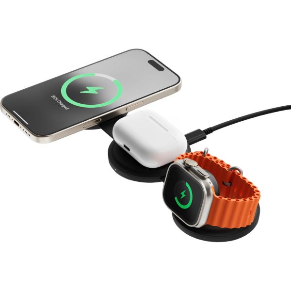 Cargador Satechi OntheGo ST-QTG31K Inalámbrico 3 en 1 - Black