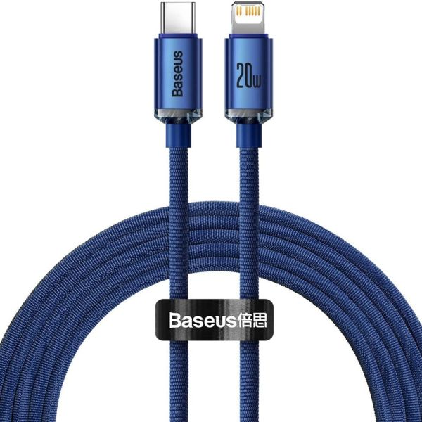 Cable USB-C a Lightning Baseus CAJY000303 Crystal Shine 20 W - Blue 2 metros