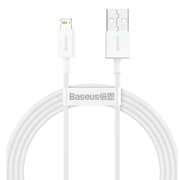 Cable USB-A a Lightning Baseus CALYS-B02 Superior 2.4A - Blanco 1.5 metros