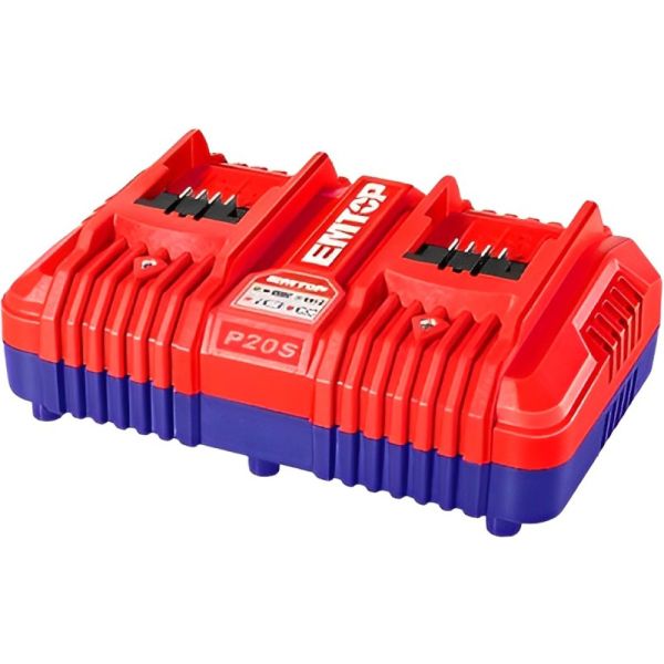 Cargador de Batería Emtop EFCR20403 con 2 Puertos - Rojo/Azul