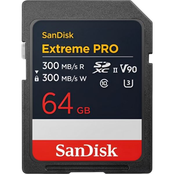 Memoria SD SanDisk Extreme Pro 300-300 MB/s U3 V90 UHS-II 64 GB (SDSDXDM-064G-GN4IN)