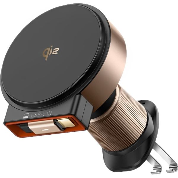 Cargador Inalámbrico Retráctil Mcdodo para Auto MagQ Qi2 CH-0091 USB-C 15 W - Dorado