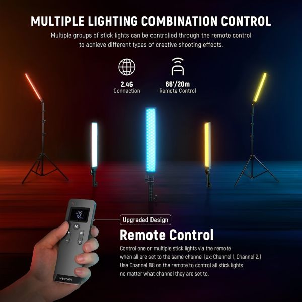 Kit Luz de Tubo LED Neewer BH20B - Negro 2 piezas + Bolso + Trípodes
