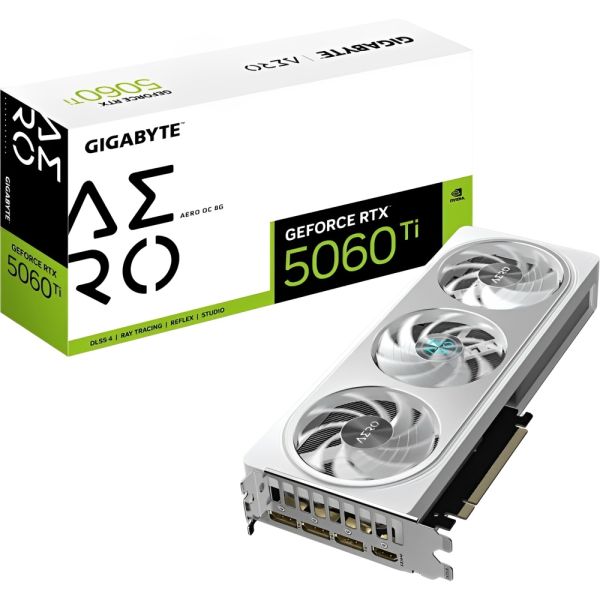 Placa de Video Gigabyte GeForce RTX 5060 Ti AERO OC Edition 8 GB GDDR7 (GV-N506TAERO OC-8GD)