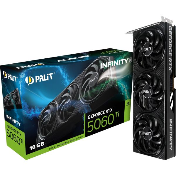 Placa de Video Palit GeForce RTX 5060 Ti Infinity 3 16 GB GDDR7 (NE7506T019T1-GB2061S)