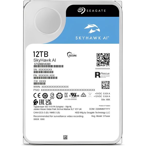 Disco Duro Interno Seagate SkyHawk AI 12 TB (ST12000VE001)