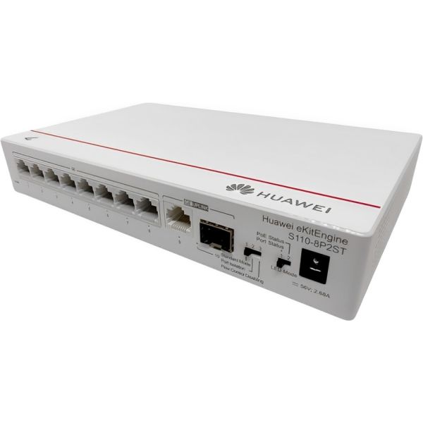 Switch Huawei S110-8P2ST 8 Puertos Poe+ 124 W - Gris Claro