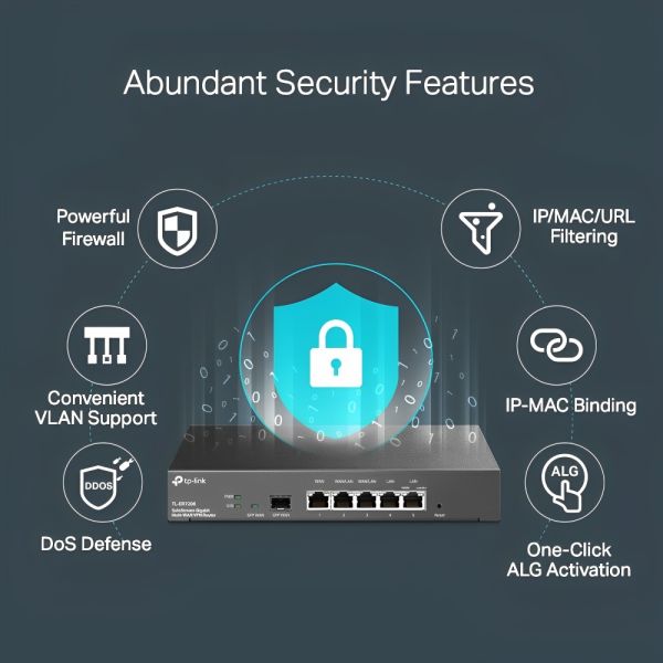 Router TP-Link Omada TL-ER7206 VPN SafeStream Gigabit Multi-WAN - Negro