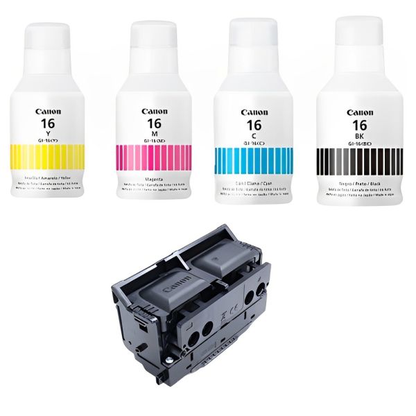 Kit Botella de Tinta Canon GI-16 + Cabezal PH-S - 5 piezas